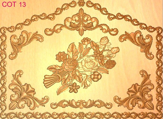 COT DESIGNS - COT-13 Floral Bouquet Ornamental Panel 3D Relief Design
